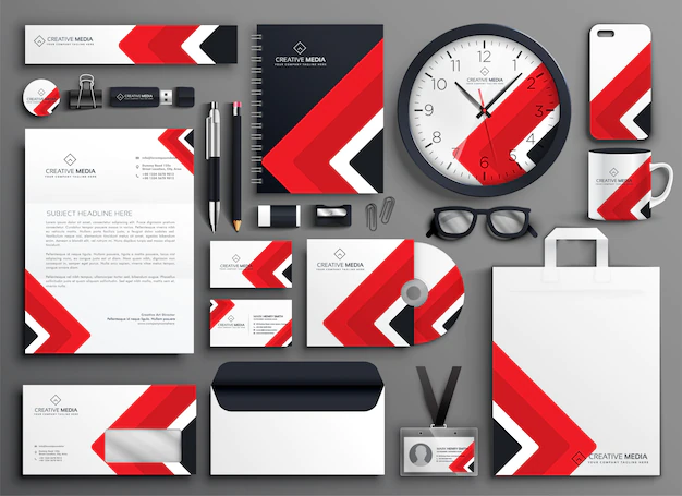 Free Vector | Red professional business branding stationery set