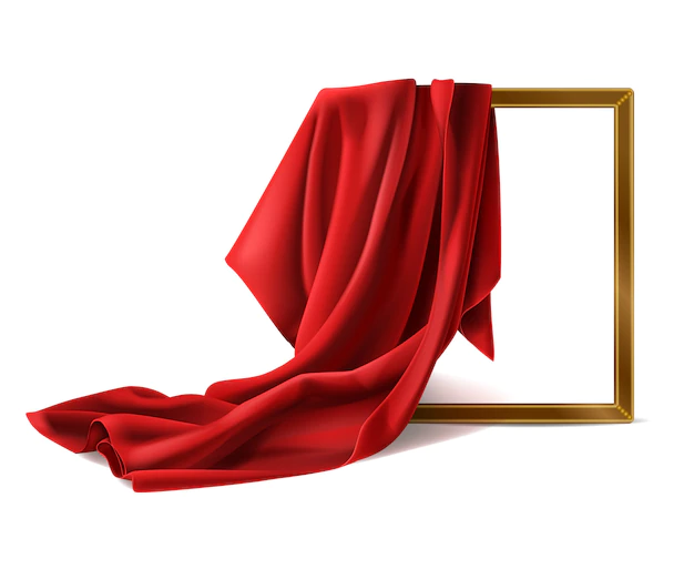 Free Vector | Red silk cloth cover wooden photo frame isolated