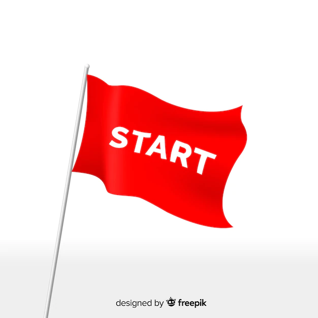 Free Vector | Red start flag with modern style