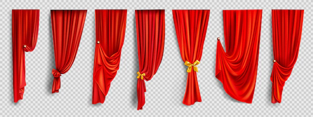 Free Vector | Red window curtains on transparent background