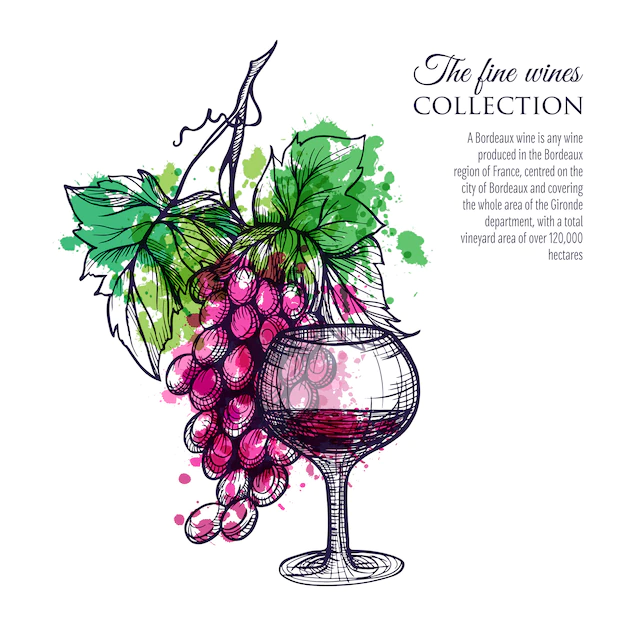 Free Vector | Red wine with grape