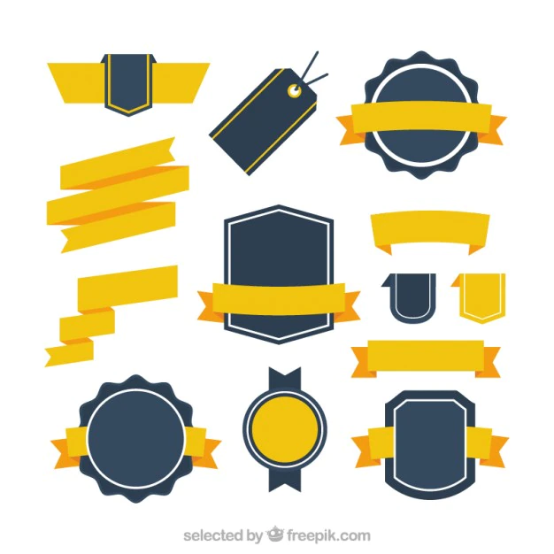 Free Vector | Retro badges collection with yellow ribbons