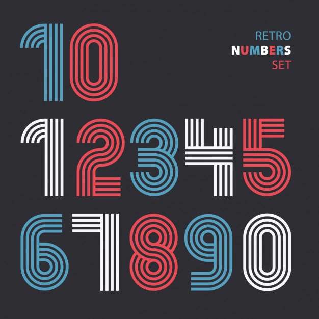 Free Vector | Retro numbers made with lines