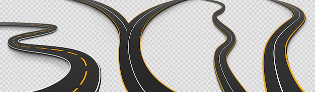 Free Vector | Road, winding and fork highway isolated icons set