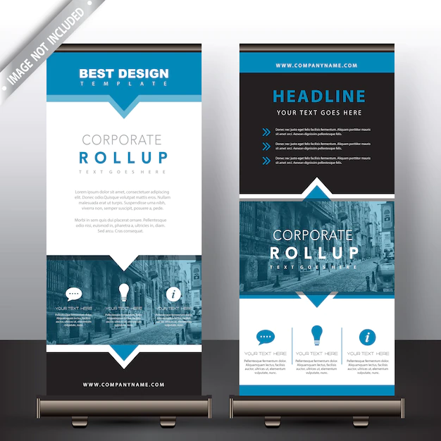 Free Vector | Roll up banners in blue detailed