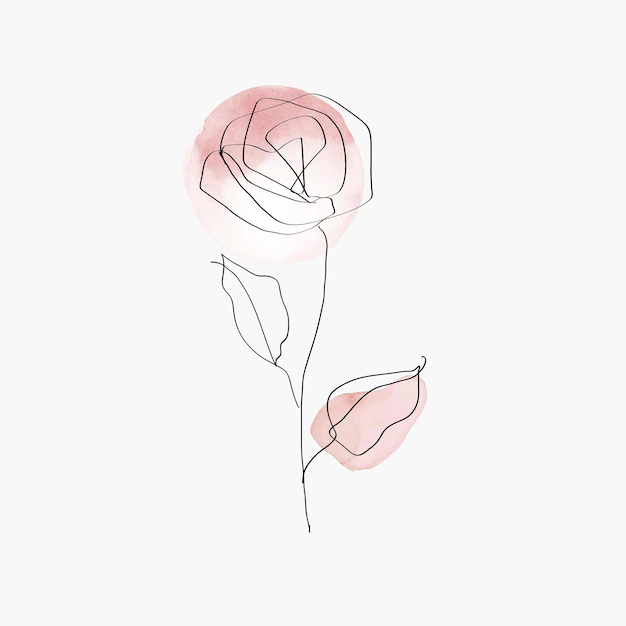 Free Vector | Rose flower vector line art minimal pink pastel illustration