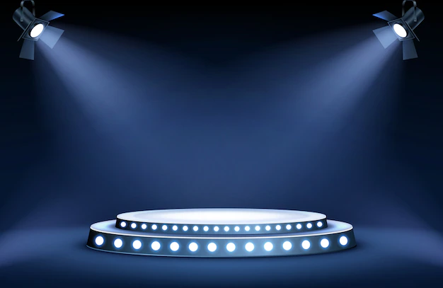 Free Vector | Round podium stage in spotlights rays