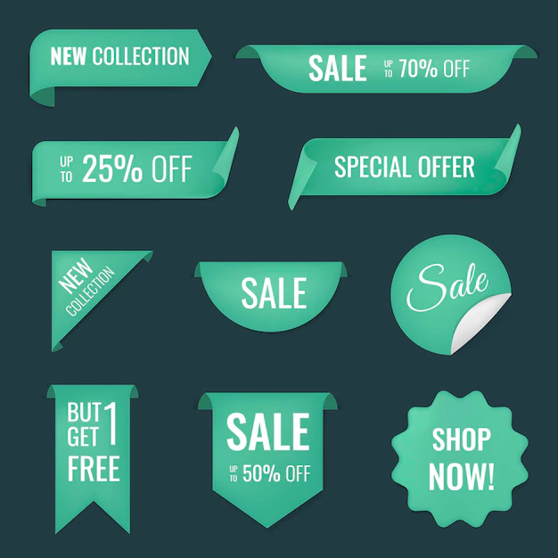 Free Vector | Sale banner sticker, blank vector shopping clipart set