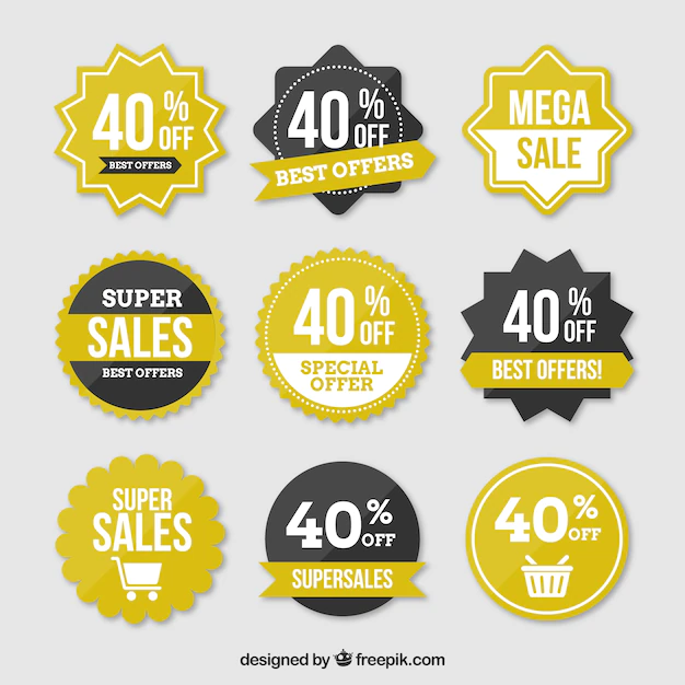 Free Vector | Sale tags with sale 40 percent text