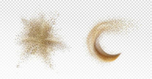 Free Vector | Sand explosion, sandy splash, scatter grains stain or stroke and wave isolated on transparent