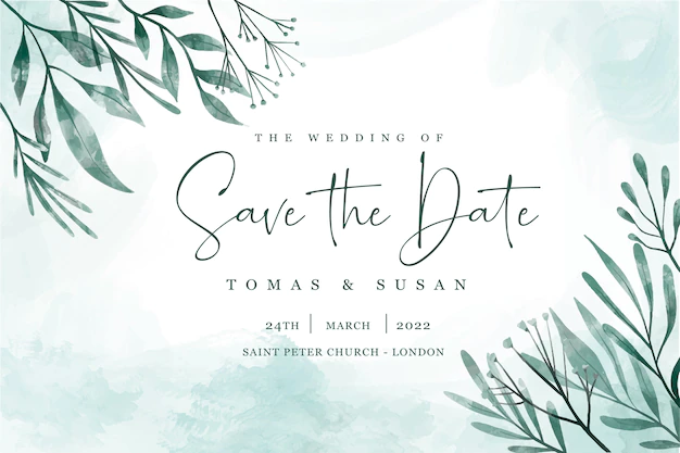 Free Vector | Save the date invitation with elegant leaves
