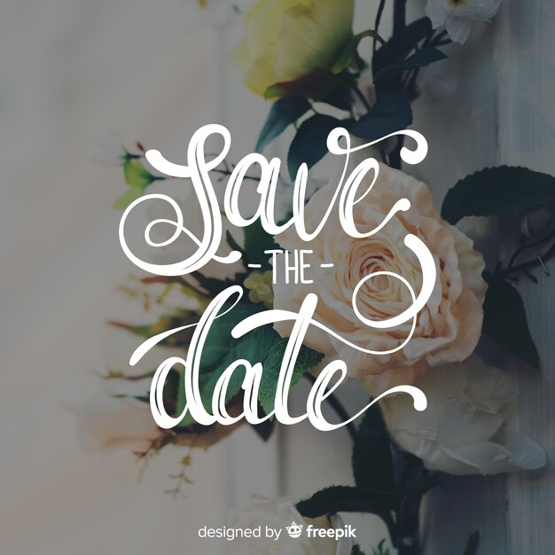 Free Vector | Save the date lettering with photo