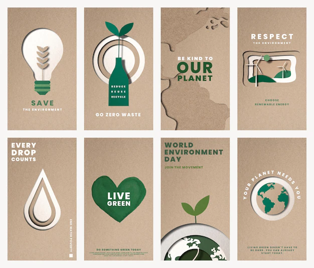 Free Vector | Save the planet templates vector for world environment day campaign set