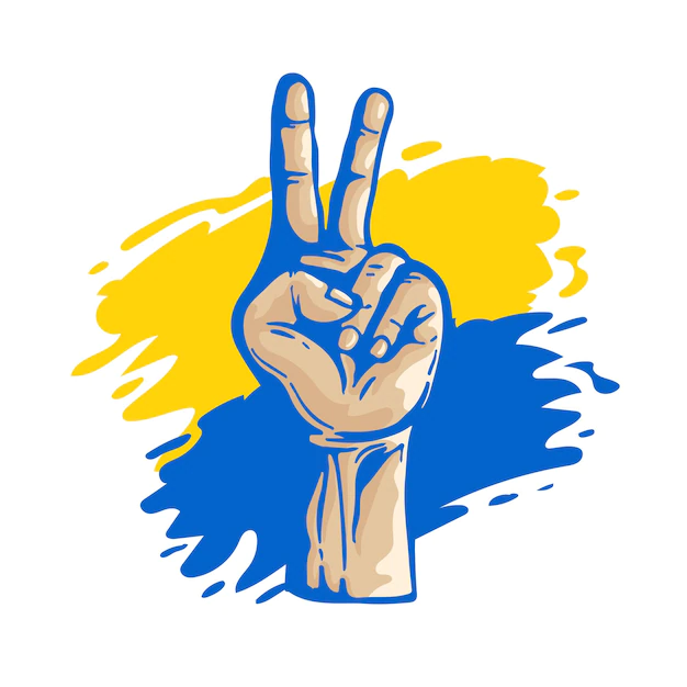 Free Vector | Save ukraine in hand peace gesture