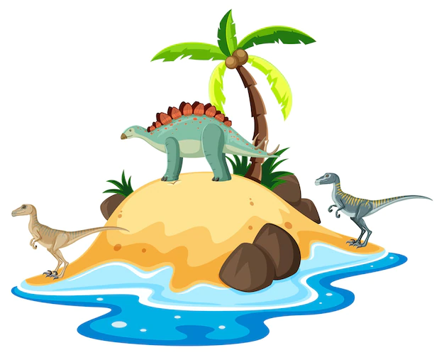 Free Vector | Scene with dinosaurs on island