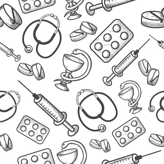 Free Vector | Seamless background of medical items