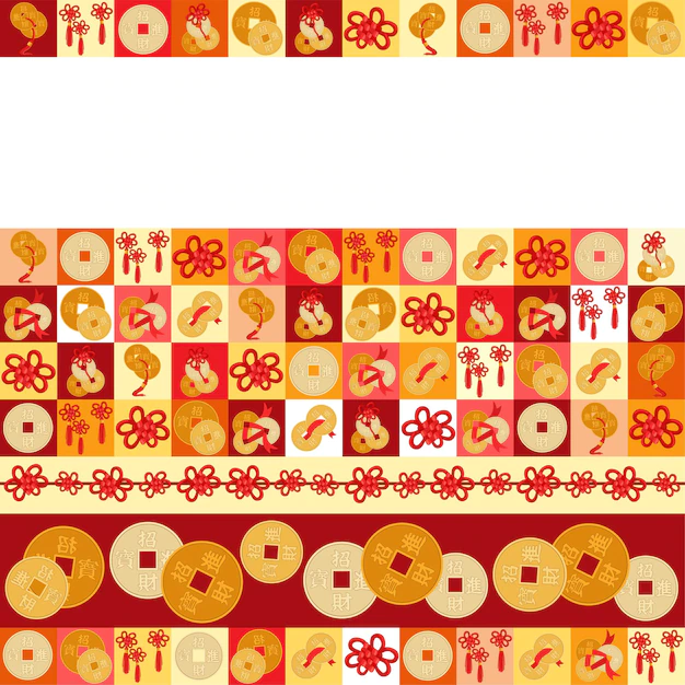 Free Vector | Seamless pattern feng shui with coins