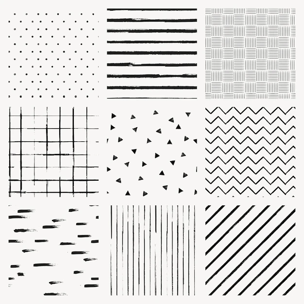 Free Vector | Seamless pattern vector of ink brush textured background set
