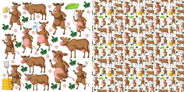 Free Vector | Seamless pattern with cartoon wild animals