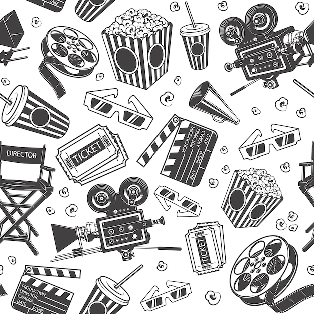 Free Vector | Seamless pattern with cinema elements