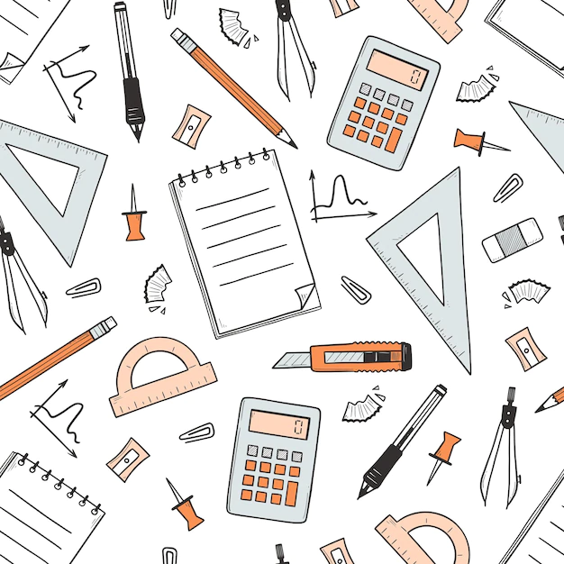 Free Vector | Seamless pattern with school and office stationery