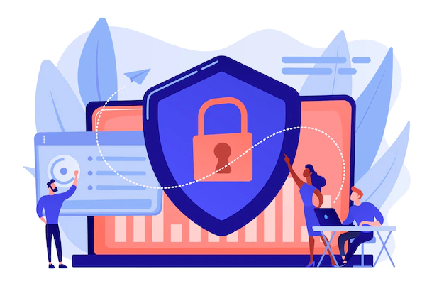 Free Vector | Security analysts protect internet-connected systems with shield. cyber security, data protection, cyberattacks concept