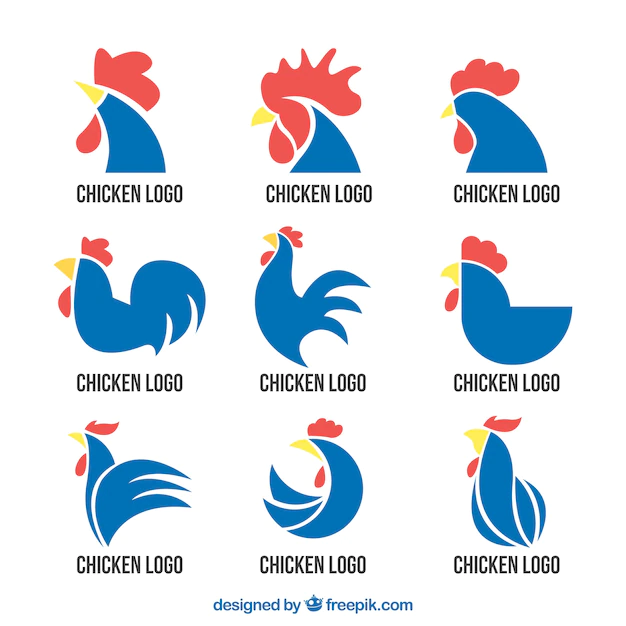 Free Vector | Selection of blue rooster logos