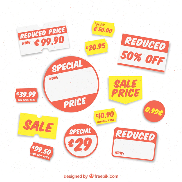 Free Vector | Selection of price labels for a store