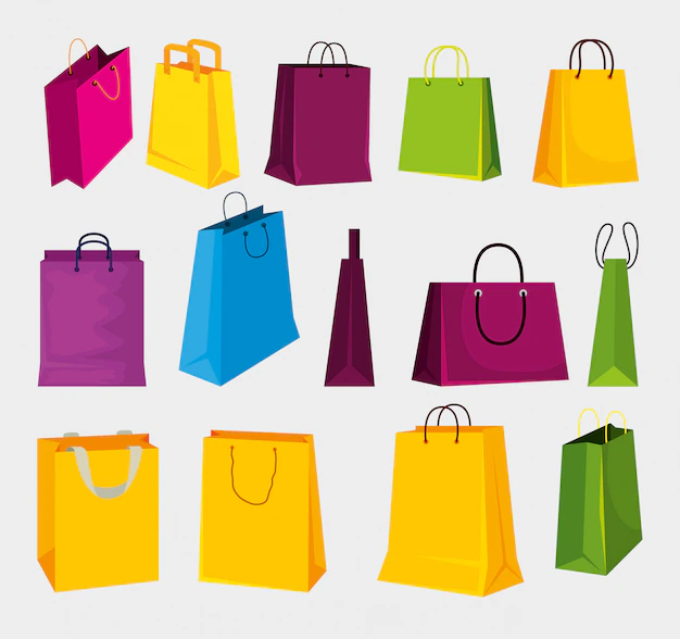 Free Vector | Set fashion sale bags to shopping in the market