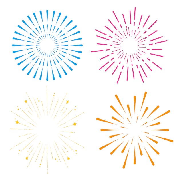 Free Vector | Set fireworks to happy celebration event