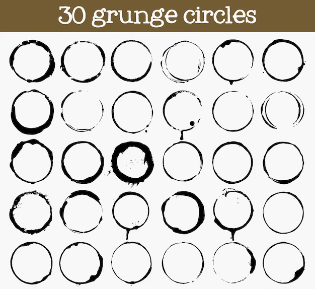 Free Vector | Set of 30 grunge circle textures