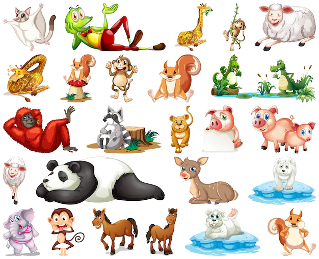 Free Vector | Set of animal cartoon character