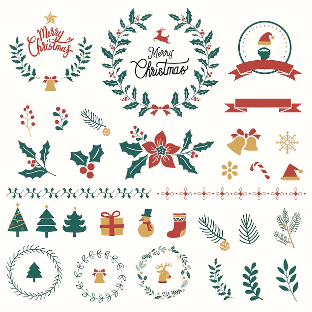 Free Vector | Set of christmas design elements vector