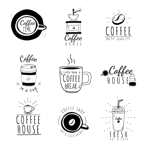 Free Vector | Set of coffee shop logos vector