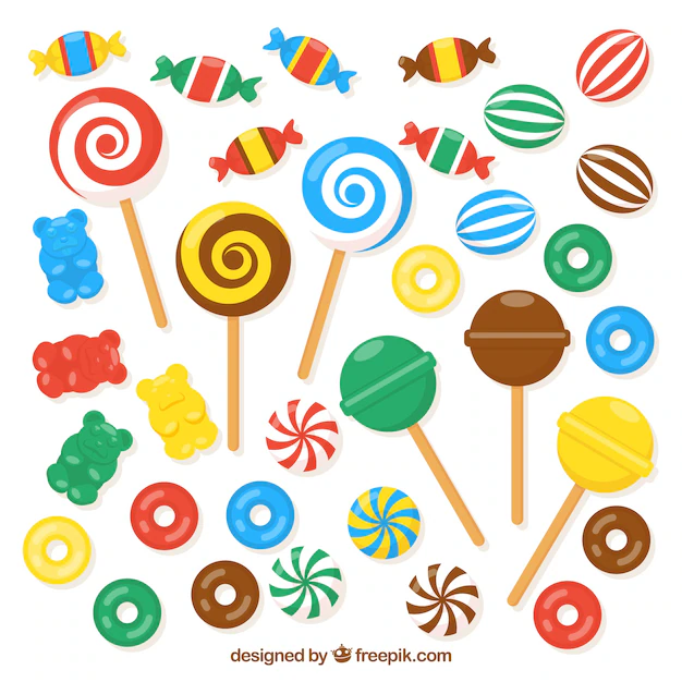 Free Vector | Set of colorful candies in flat style