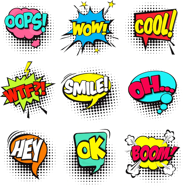 Free Vector | Set of colorful comic speech bubbles