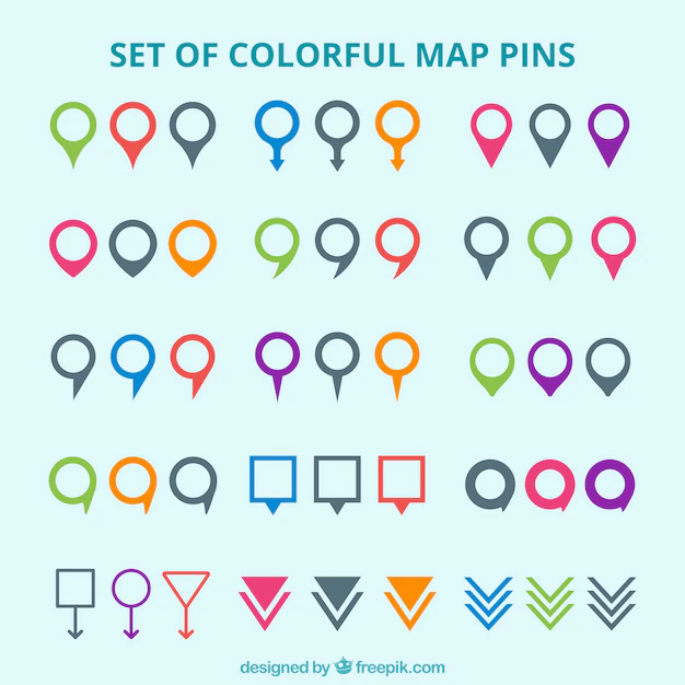 Free Vector | Set of colorful map pins