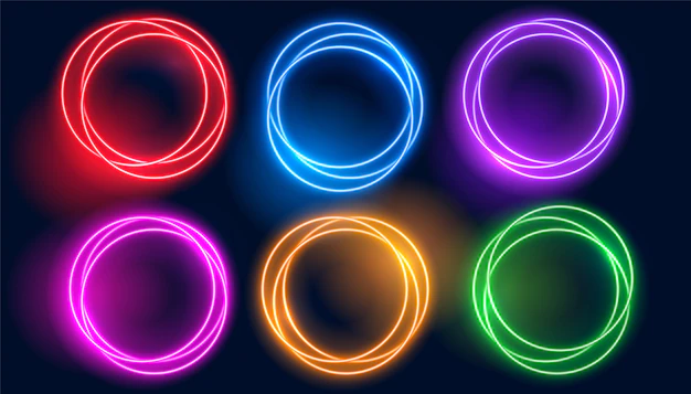 Free Vector | Set of colorful neon circle glowing frames