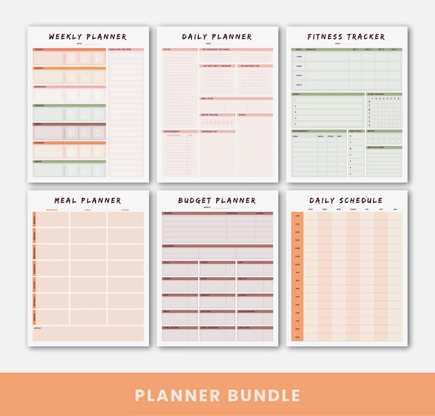 Free Vector | Set of colourful planners