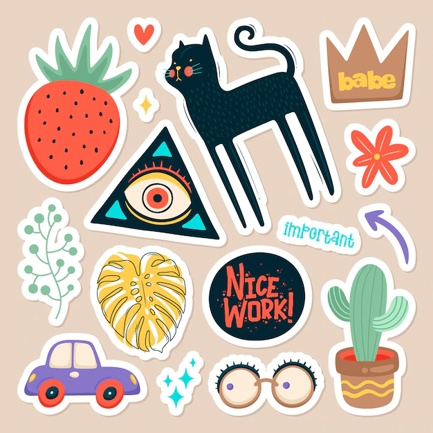 Free Vector | Set of cute stickers