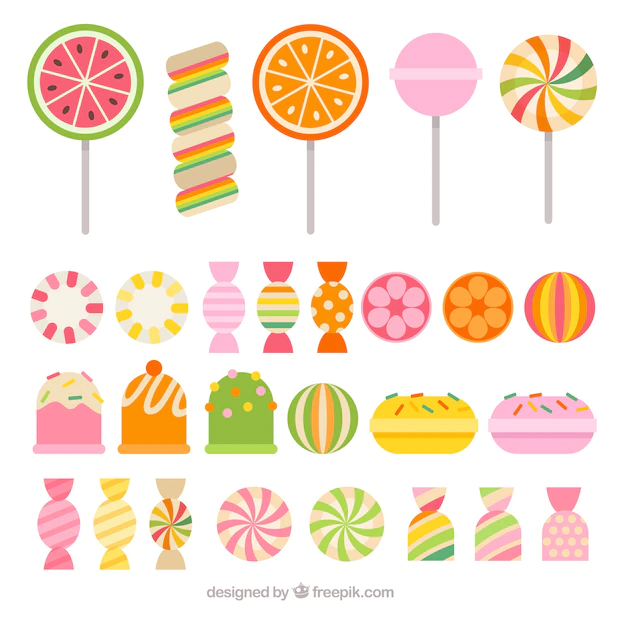 Free Vector | Set of delicious candies in flat style