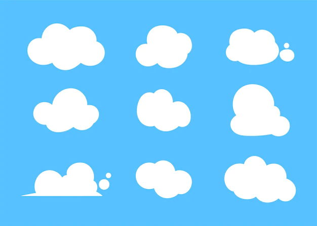 Free Vector | Set of different clouds on blue background art illustration