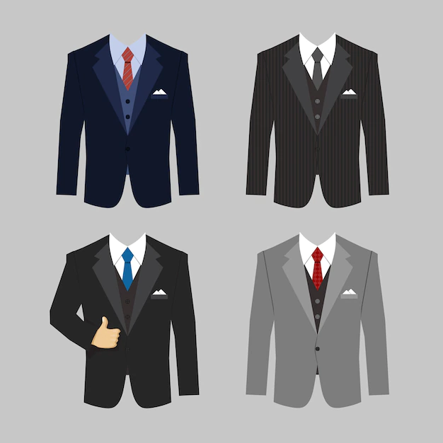Free Vector | Set of different colors business clothing suits vector