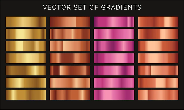 Free Vector | Set of different metallic gradients