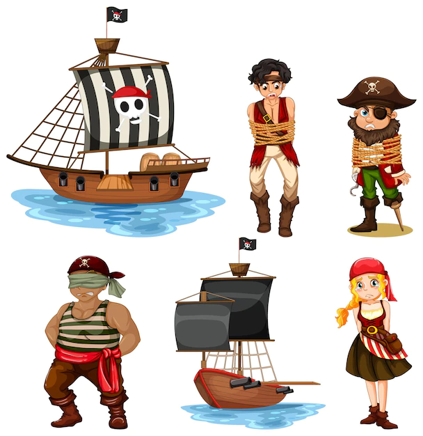 Free Vector | Set of different pirates cartoon characters