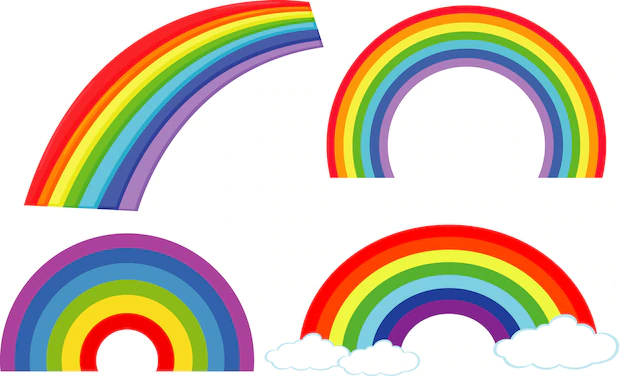 Free Vector | Set of different shapes of rainbows on white