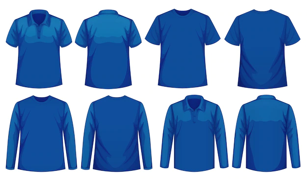 Free Vector | Set of different types of shirt in same color