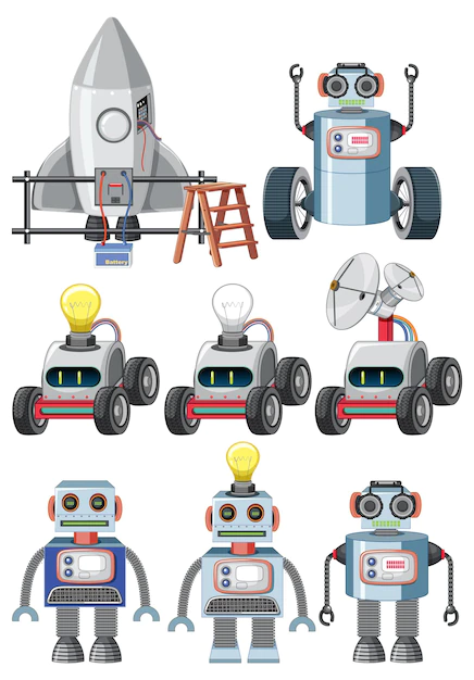 Free Vector | Set of different vintage robots