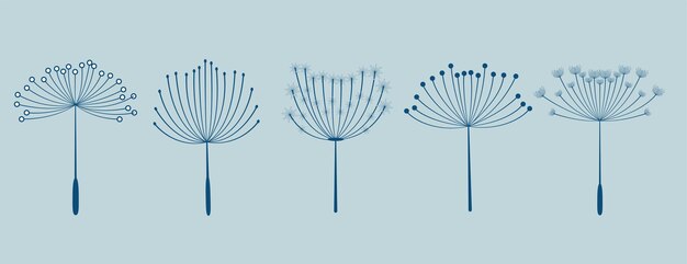 Free Vector | Set of five dandelion flowers seeds