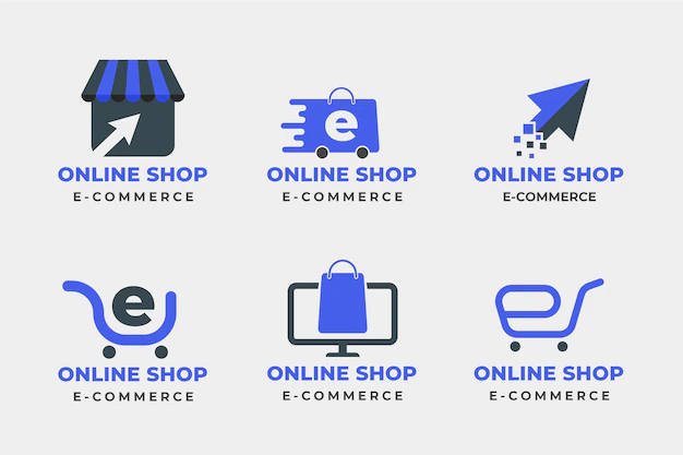Free Vector | Set of flat design e-commerce logos